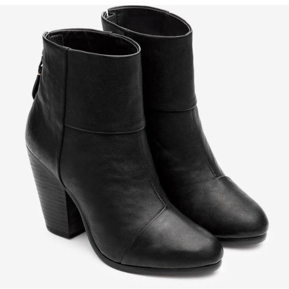 Rag & Bone - Black Smooth Leather Newbury Boots - 37 7 - gently worn